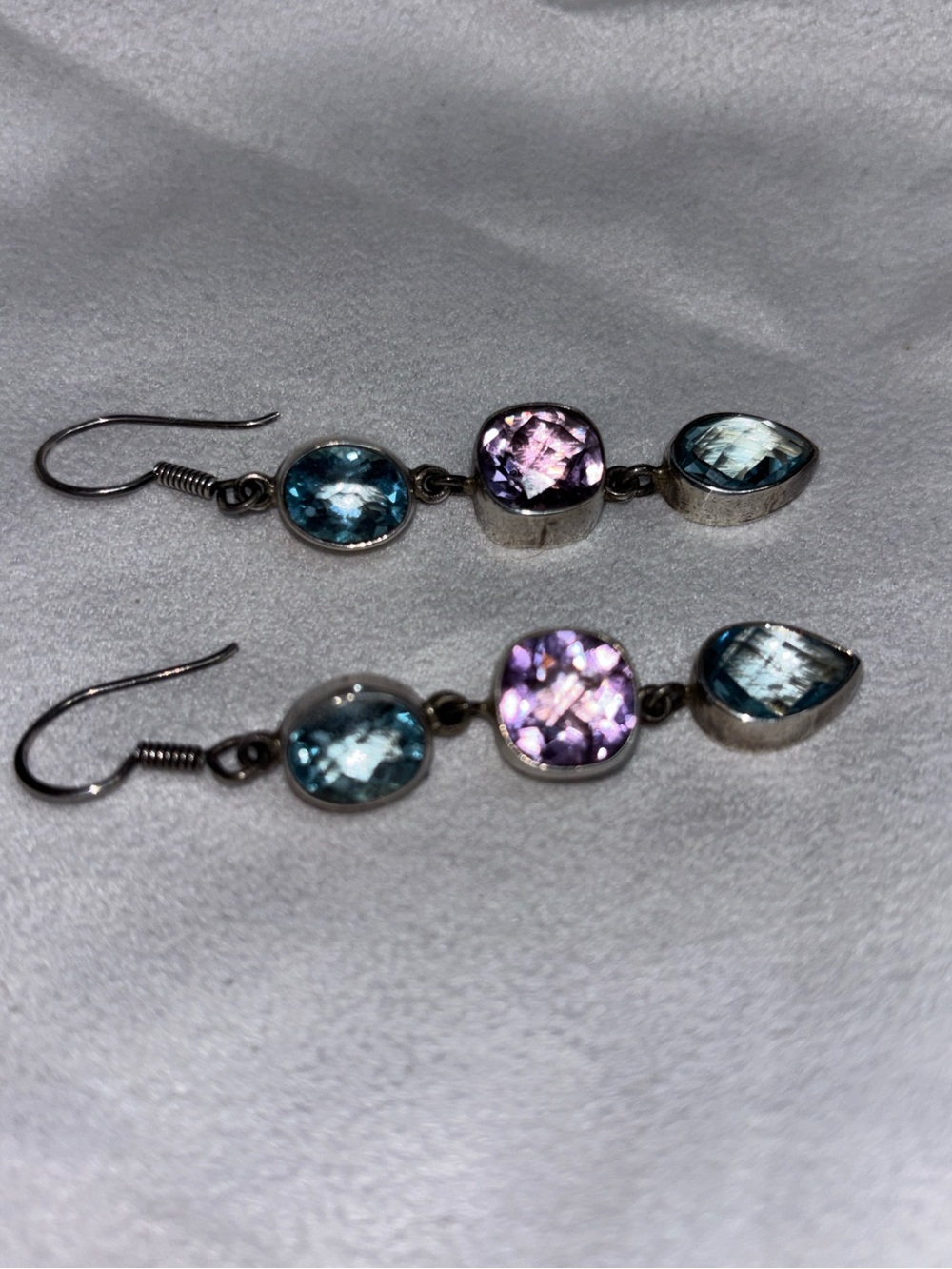 Charles Albert Amethyst & Blue Topaz Earrings